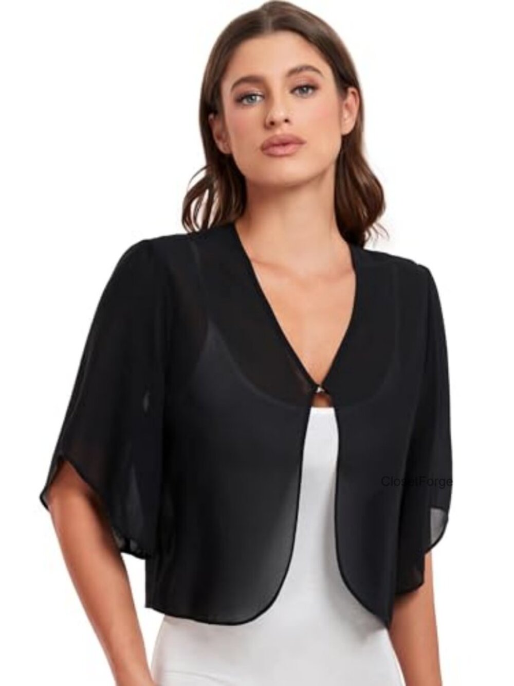 Chiffon Cropped Cardigan Shrug Bolero Lightweight Open Front Short Sleeve